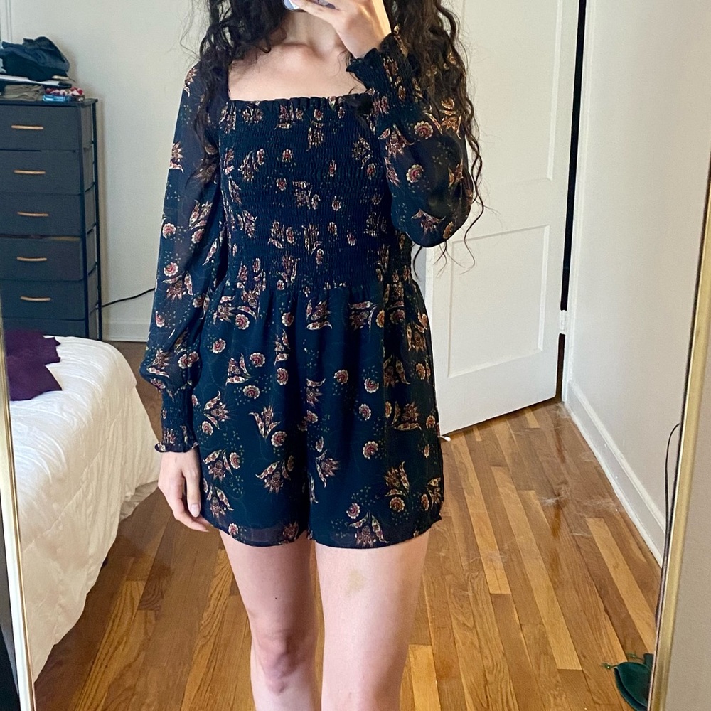 navy long sleeve romper